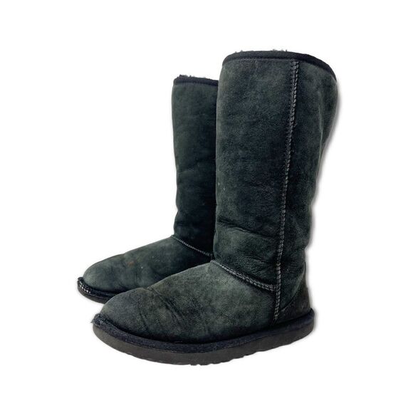 UGG Ugg Australia Classic Suede Black Tall Winter Boot Boots Women’s Size 6 - Picture 3 of 12